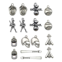Fashion DIY Handmade Jewelry Accessories 15pcs Tibetan Silver Bracelets Necklaces Earrings Baseball Stick Pendants Wholesale