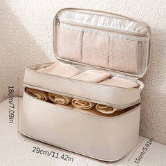 Travel Underwear Organizer Bag - 4-in-1 Soft Double Layer Bra Travel Bag, Portable Expandable Compression Packing Organizers