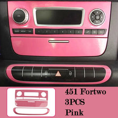 Car Interior Decoration Products ABS Protective Shell Pink Sticker For Mercedes Smart 451 Fortwo Car Modification Accessories