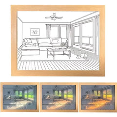 Decorative LED Night Light Painting USB Plug Dimming Wall Artwork Table Lamp Gift Indoor Sunlight Window Photo Night Luminous