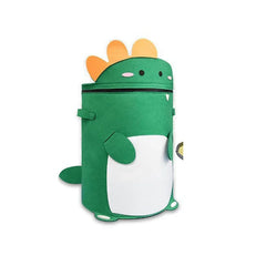 Kids Toy Storage Bag with Lid Cartoon Design DustProof Fabric Clothes Organizer Bin for Home Nursery Room Organization