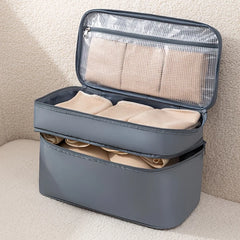 Travel Underwear Organizer Bag - 4-in-1 Soft Double Layer Bra Travel Bag, Portable Expandable Compression Packing Organizers