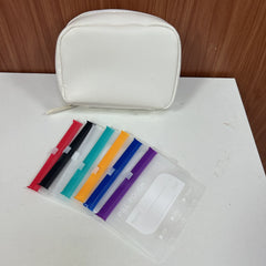 Travel Pill Organizer Binder with 14 Coded Zipper Pouches Waterproof Exterior 3-Ring Writable Labels Crush-Resistant Shell