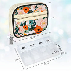Travel Pill Organizer with Removable 7-Day Box, Stylish & Portable Case