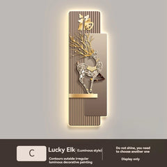 Light Luxury Entrance, Led Lights Decorative Paintings Home Decor Attracting Wealth Reindeer Living Room Corridor Mural Lights