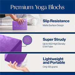 3PCS Includes 2 Yoga Blocks 1 Resistance Bands. High-Density EVA Mats, TPE Stretch Bands. For Beginner Yoga, Stretching Exercise