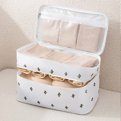 Travel Underwear Organizer Bag - 4-in-1 Soft Double Layer Bra Travel Bag, Portable Expandable Compression Packing Organizers