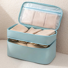 Travel Underwear Organizer Bag - 4-in-1 Soft Double Layer Bra Travel Bag, Portable Expandable Compression Packing Organizers