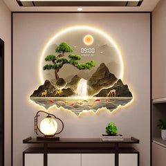 Corridor decoration painting Wall clock home decor items living room digital clock Interior Silent Kitchen decoration luxury