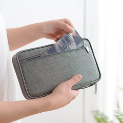 Travel Document Organizer - Waterproof Passport Holder with RFID Blocking, Multi-Card Slots & Zipper Pocket for Airplane/Train