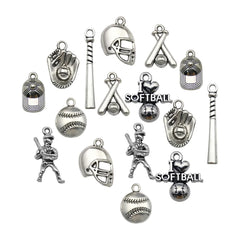 Fashion DIY Handmade Jewelry Accessories 15pcs Tibetan Silver Bracelets Necklaces Earrings Baseball Stick Pendants Wholesale