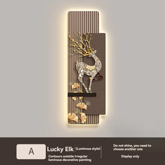 Light Luxury Entrance, Led Lights Decorative Paintings Home Decor Attracting Wealth Reindeer Living Room Corridor Mural Lights