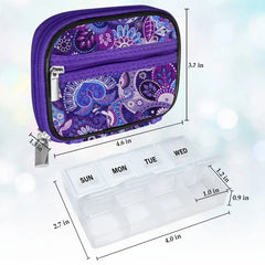 Travel Pill Organizer with Removable 7-Day Box, Stylish & Portable Case