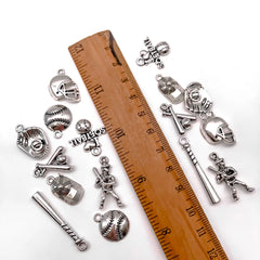 Fashion DIY Handmade Jewelry Accessories 15pcs Tibetan Silver Bracelets Necklaces Earrings Baseball Stick Pendants Wholesale