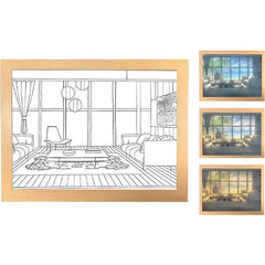 Decorative LED Night Light Painting USB Plug Dimming Wall Artwork Table Lamp Gift Indoor Sunlight Window Photo Night Luminous