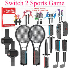 2025 Switch Sport Accessories Bundle for Switch 2 10-in-1 Game Set Includes Sword Boxing Tennis Racket Leg Straps Golf
