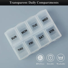 Travel Pill Organizer with Removable 7-Day Box, Stylish & Portable Case