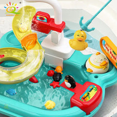 Kids Kitchen Sink Toys Electric Dishwasher Playing Toy With Running Water Pretend Play Food Fishing Toy Role Playing Girls Gift