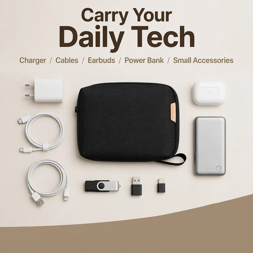 Travel Electronic Organizer for Cables,USB,Charge,Earbuds Compact Multi-Compartment Digital Electronic Storage Bag with Handle