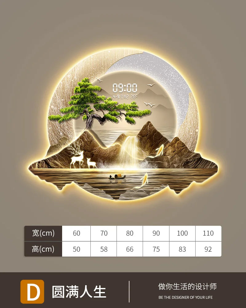 Corridor decoration painting Wall clock home decor items living room digital clock Interior Silent Kitchen decoration luxury