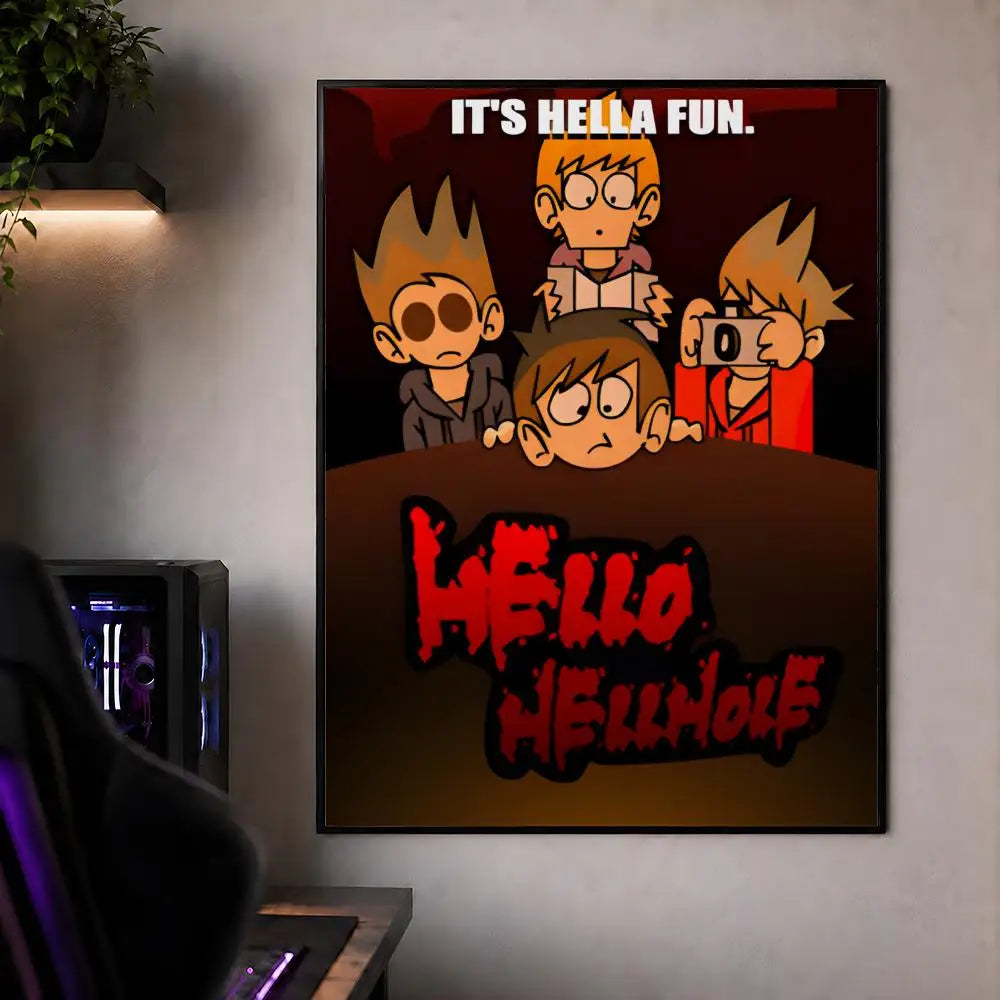 Animation E-Eddsworld Edd Tom Tord Poster Waterproof HD Modern Peel And Stick Wall Decor Bedroom Living Room Dorm Office