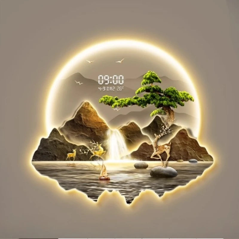Corridor decoration painting Wall clock home decor items living room digital clock Interior Silent Kitchen decoration luxury