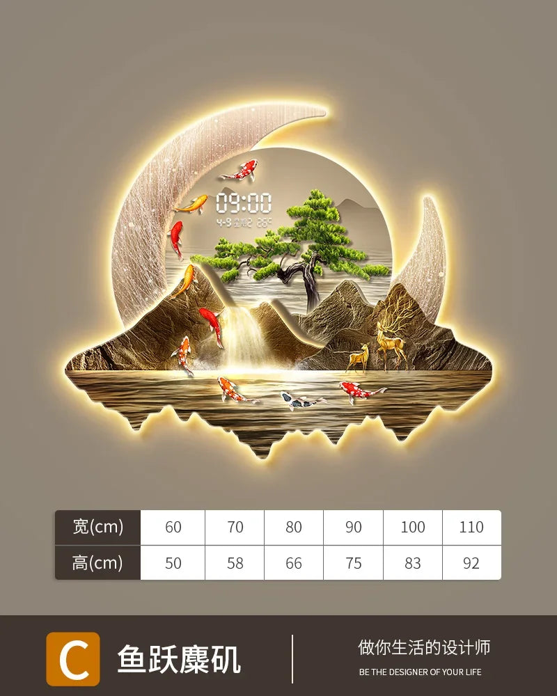 Corridor decoration painting Wall clock home decor items living room digital clock Interior Silent Kitchen decoration luxury