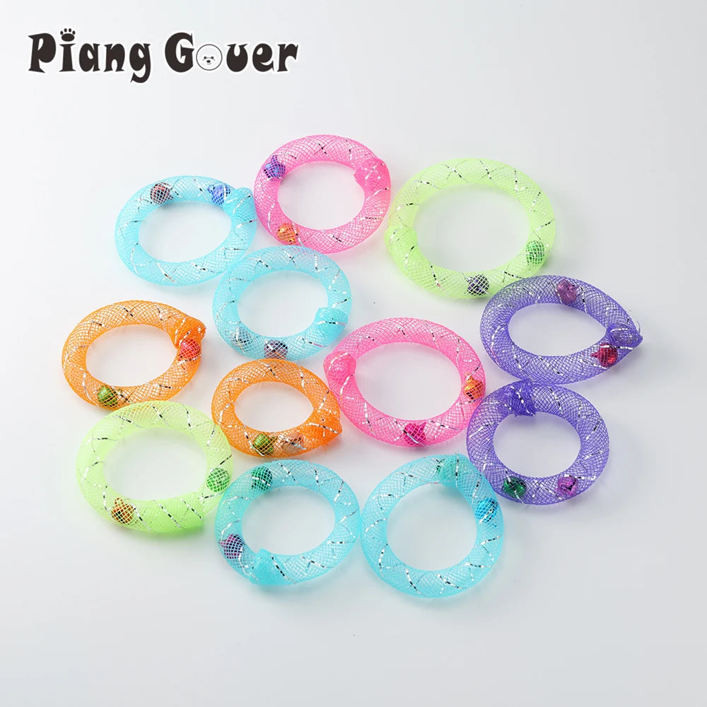 12pcs Bell Circle Donut Small Cat Toy Interactive Grid Hose Pet Toys