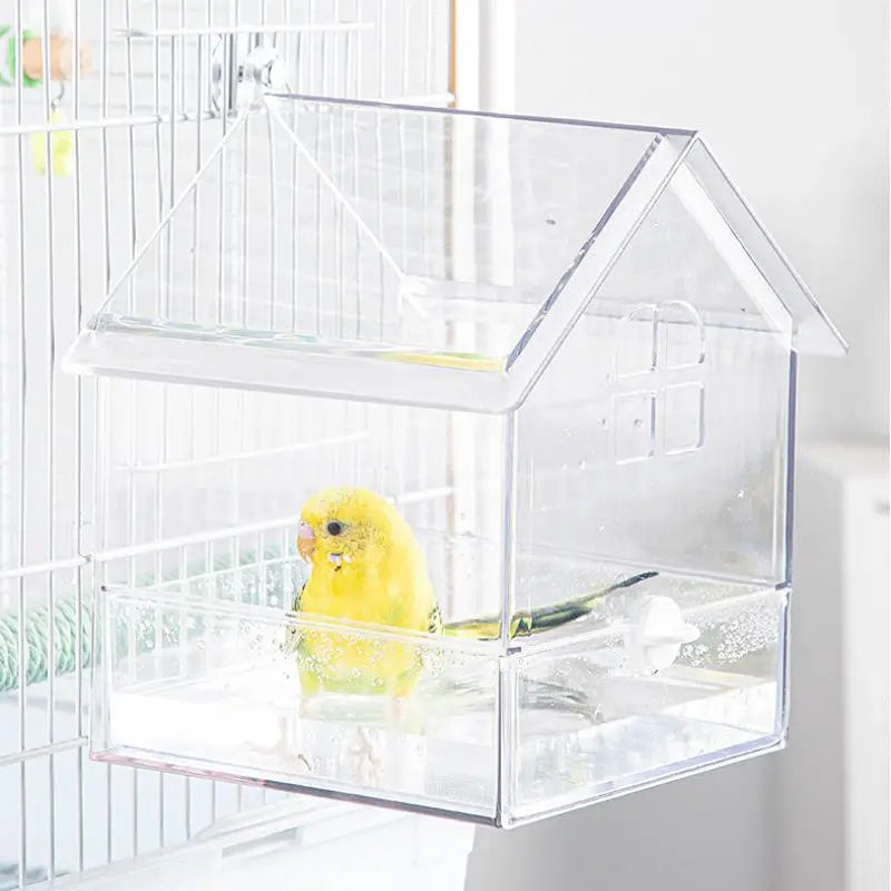 Hanging Parrot Feeder Prevent Scattering Bird Feeding Bowl Multifunction Bird Bath Parakeets Bathtub Bird Cage Accessories