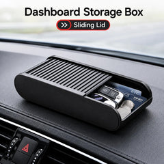 Car Dashboard Organizer, Car Center Console Storage Box with Sliding Lid, Dashboard Organizer for Glasses Coins Cards and Keys