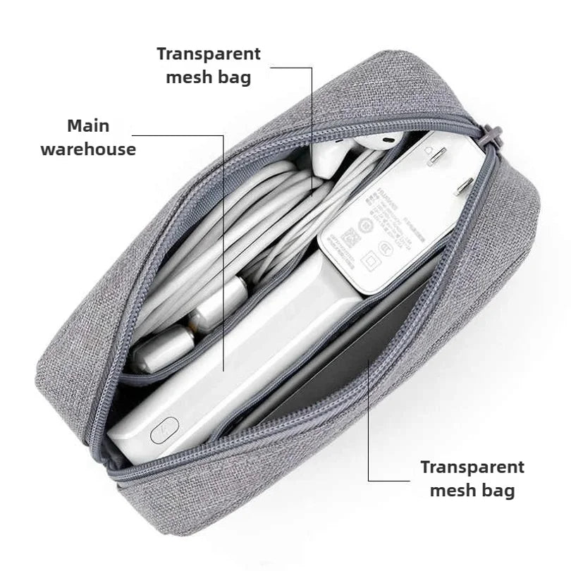Travel Essentials Pouch Organizer for USB Cables Earphones Gadgets Storage Bag Digital Accessories Makeup Cover Devices