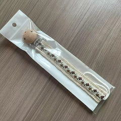 Wooden Baby Pacifier Chain Cute Flower Print Dummy Nipple Holder Guard Teether Pendant Baby Accessories