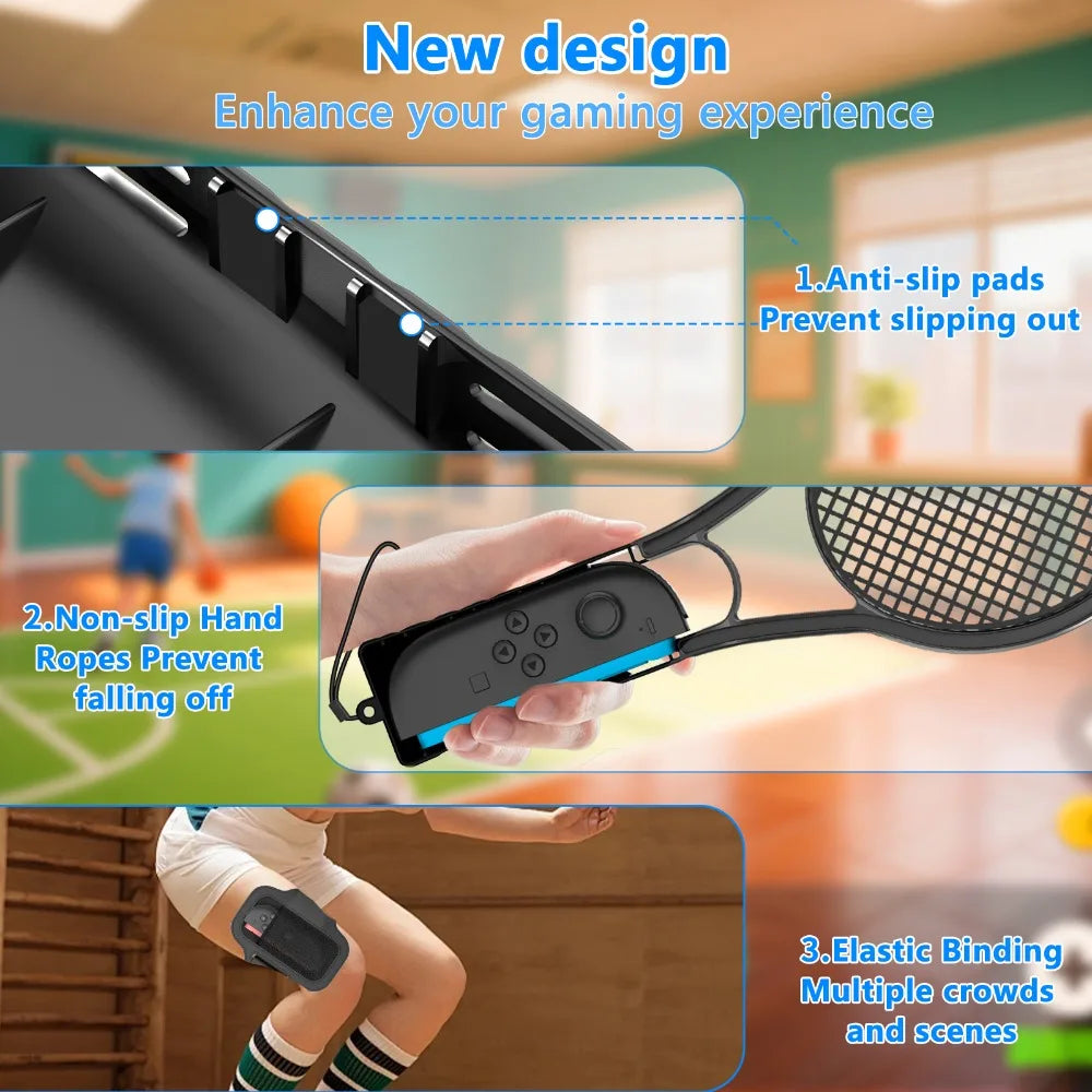 2025 Switch Sport Accessories Bundle for Switch 2 10-in-1 Game Set Includes Sword Boxing Tennis Racket Leg Straps Golf