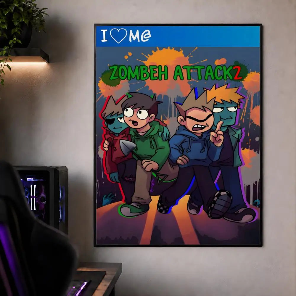 Animation E-Eddsworld Edd Tom Tord Poster Waterproof HD Modern Peel And Stick Wall Decor Bedroom Living Room Dorm Office