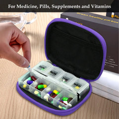 Travel Pill Organizer with Removable 7-Day Box, Stylish & Portable Case
