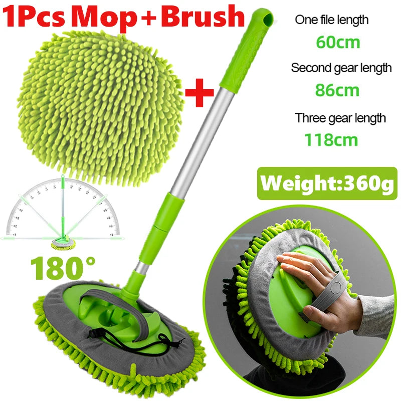 Car Cleaning Brush Detailing Adjustable Super Absorbent Car Wash Brush Telescoping Long Handle Cleaning Mop Auto Accessories