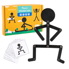 Kids Montessori Toys Wooden Early Learning Educational Puzzles Sporty Pose JigsawImprove Hands-on Skill Busy Board Gifts