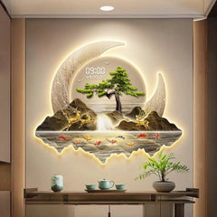 Corridor decoration painting Wall clock home decor items living room digital clock Interior Silent Kitchen decoration luxury