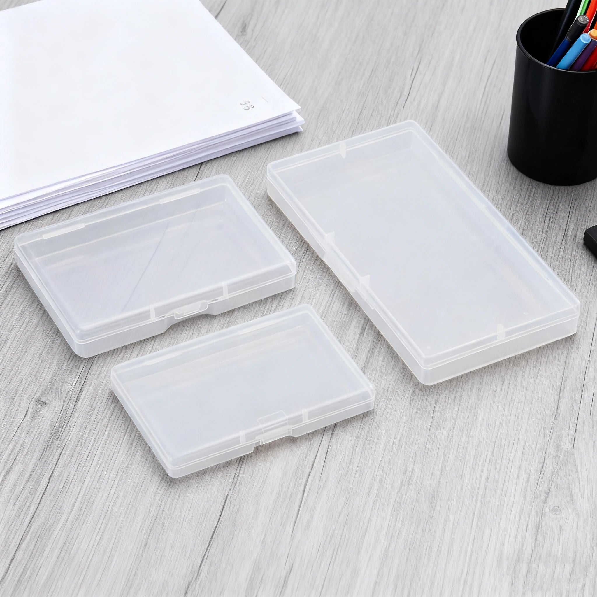 10Pack PP Plastic Rectangular Flat Box Transparent Design Storage Box Convenient To Locate And Retrieve Items