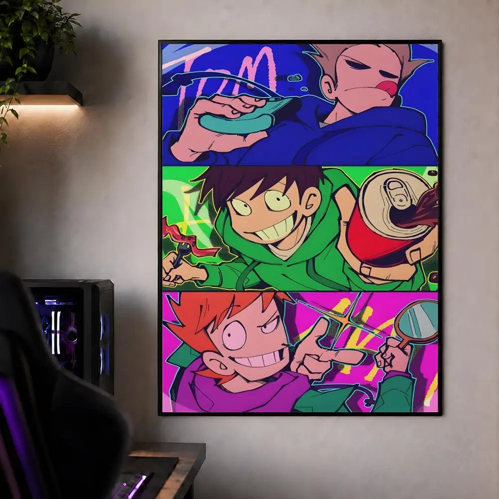 Animation E-Eddsworld Edd Tom Tord Poster Waterproof HD Modern Peel And Stick Wall Decor Bedroom Living Room Dorm Office