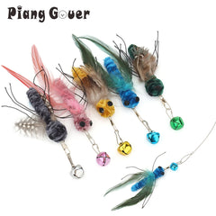 5pcs Fake Insects Replacement Heads for Cat Teasers Kitten Feather Plush Pet Toys