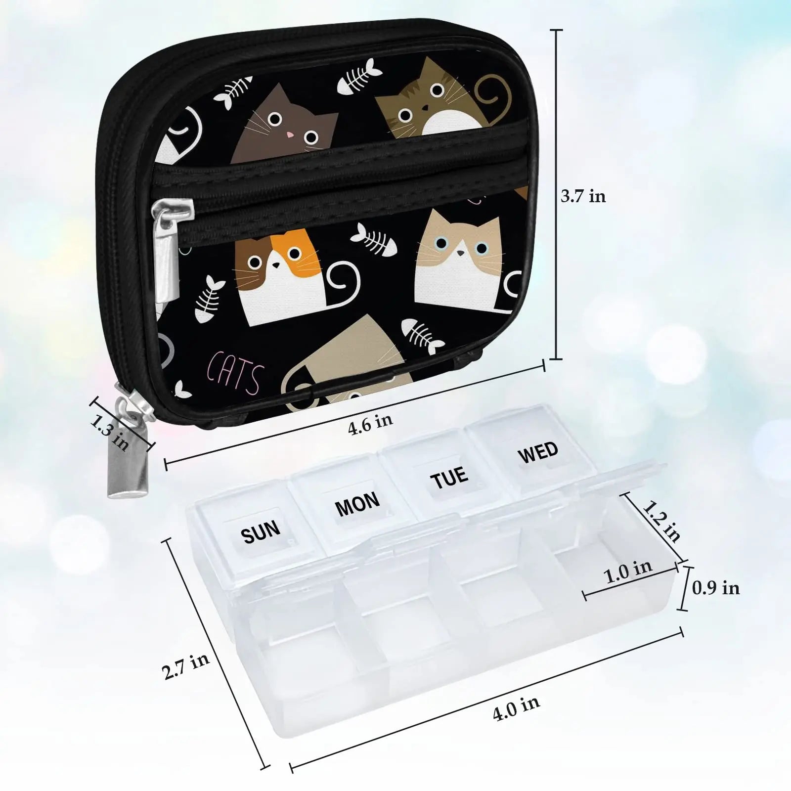 Travel Pill Organizer with Removable 7-Day Box, Stylish & Portable Case