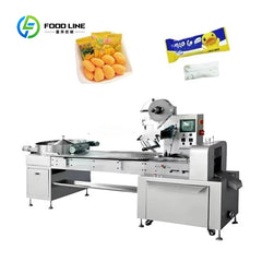 Customized Full Auto Pillow Type Packaging Machine For Food Snack Biscuit Bread Candy Chocolate Wrapping Packing Line
