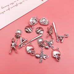 Fashion DIY Handmade Jewelry Accessories 15pcs Tibetan Silver Bracelets Necklaces Earrings Baseball Stick Pendants Wholesale