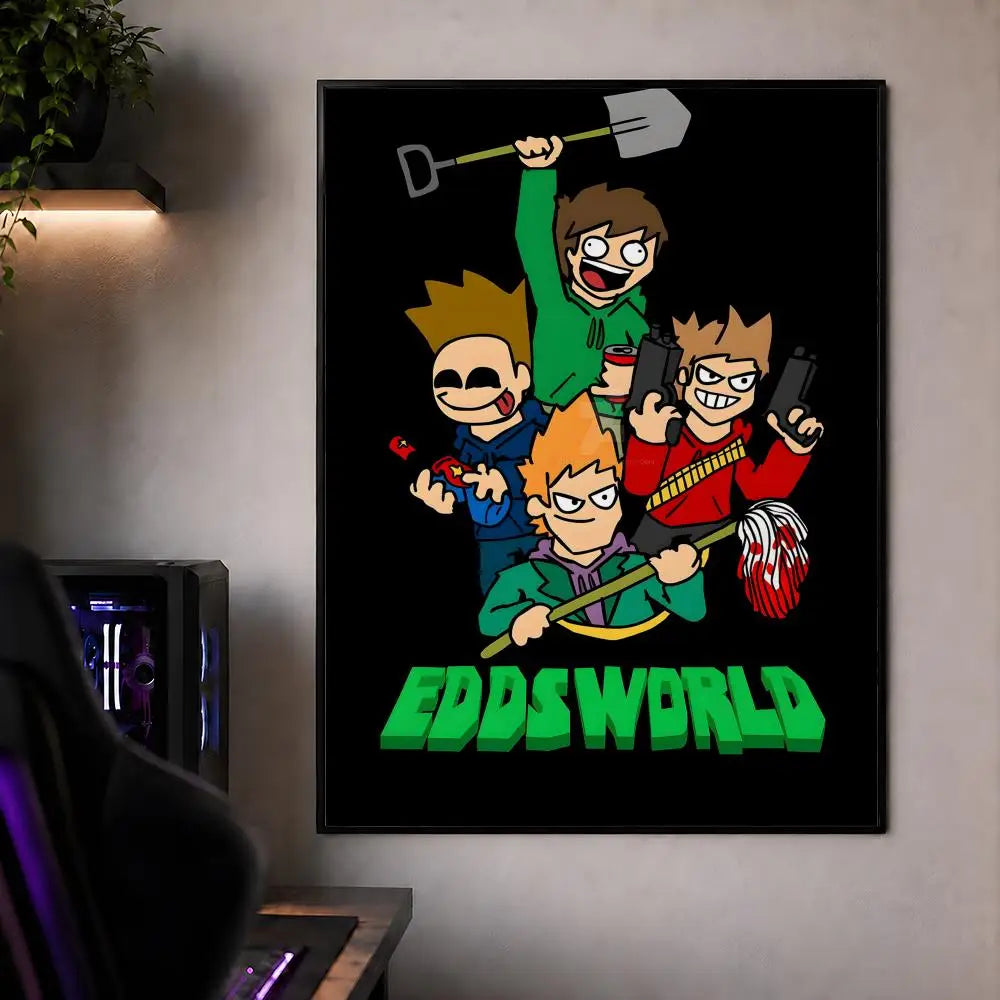 Animation E-Eddsworld Edd Tom Tord Poster Waterproof HD Modern Peel And Stick Wall Decor Bedroom Living Room Dorm Office