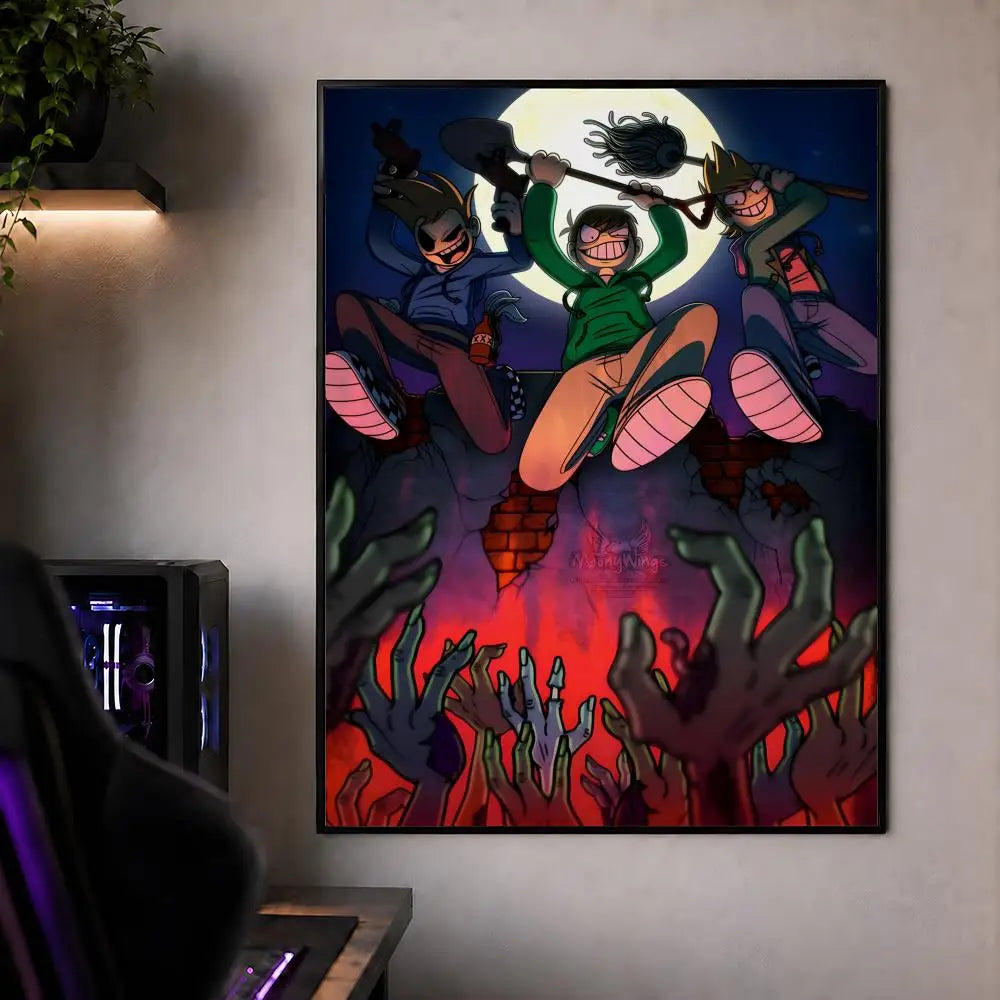 Animation E-Eddsworld Edd Tom Tord Poster Waterproof HD Modern Peel And Stick Wall Decor Bedroom Living Room Dorm Office