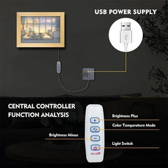 Decorative LED Night Light Painting USB Plug Dimming Wall Artwork Table Lamp Gift Indoor Sunlight Window Photo Night Luminous