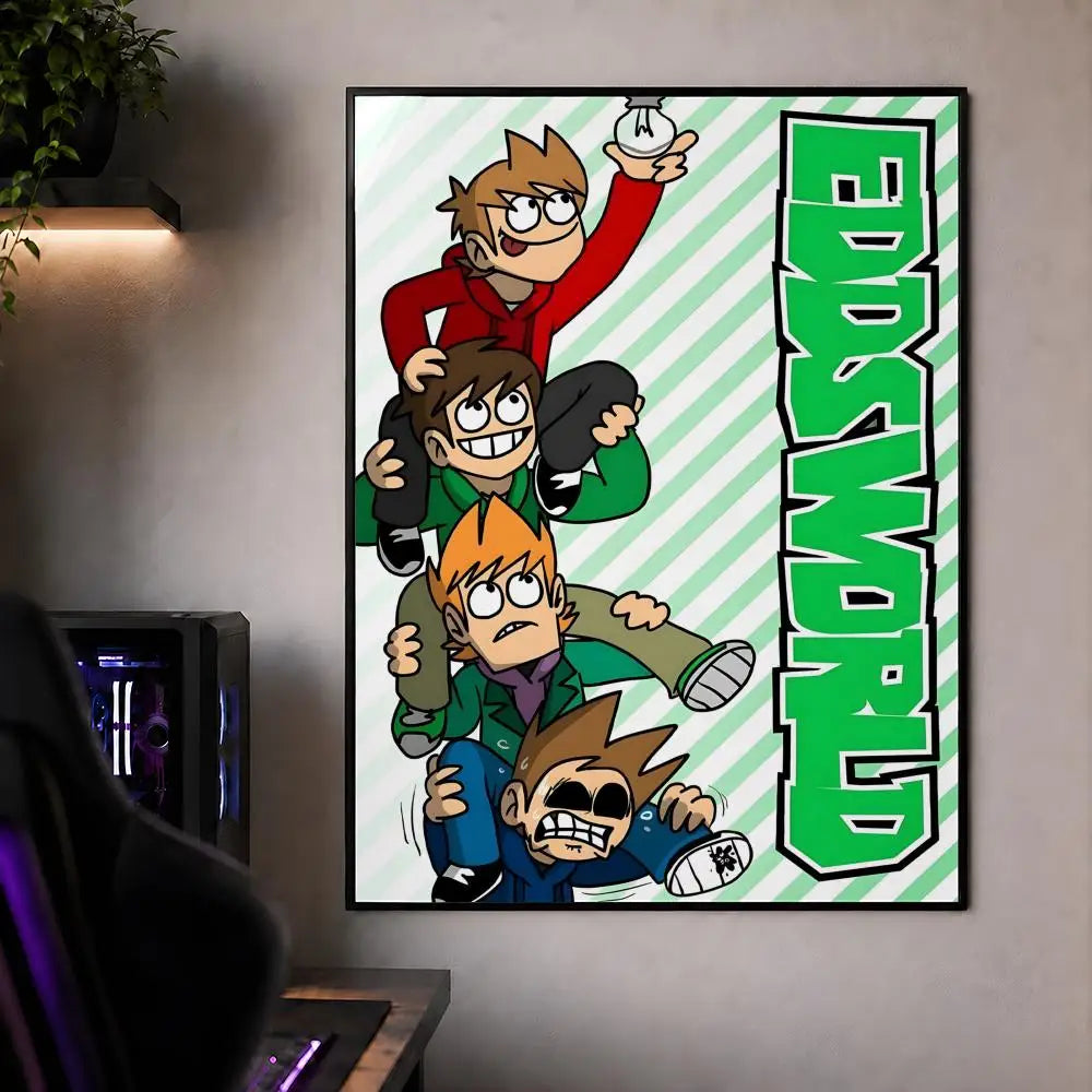 Animation E-Eddsworld Edd Tom Tord Poster Waterproof HD Modern Peel And Stick Wall Decor Bedroom Living Room Dorm Office