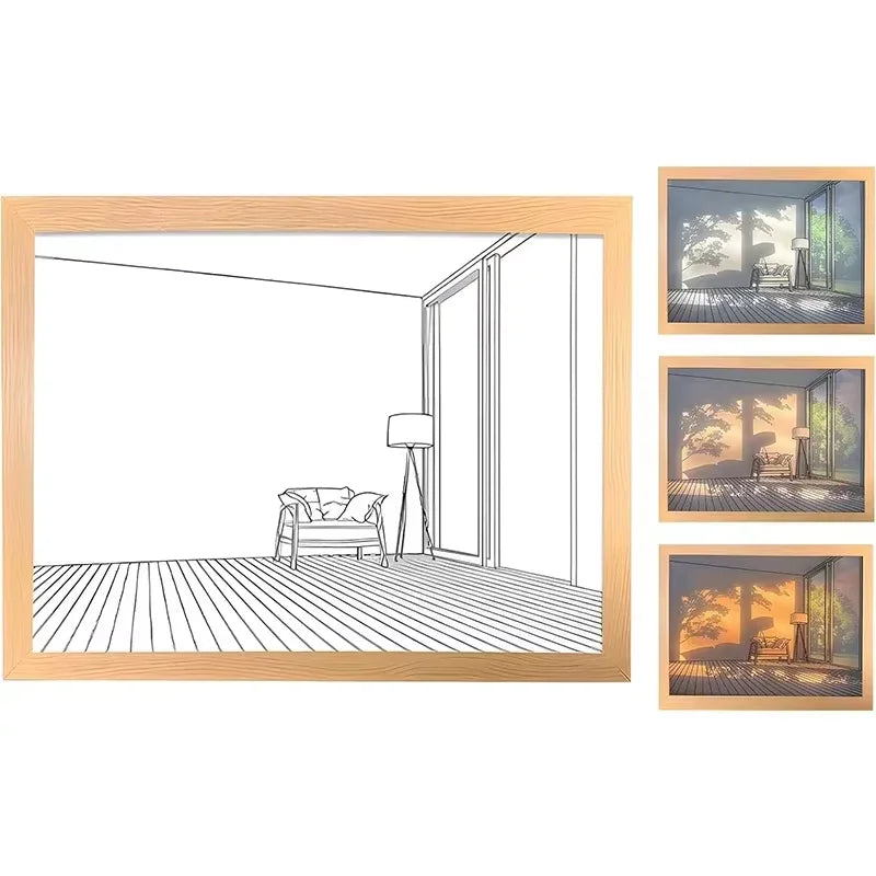 Decorative LED Night Light Painting USB Plug Dimming Wall Artwork Table Lamp Gift Indoor Sunlight Window Photo Night Luminous