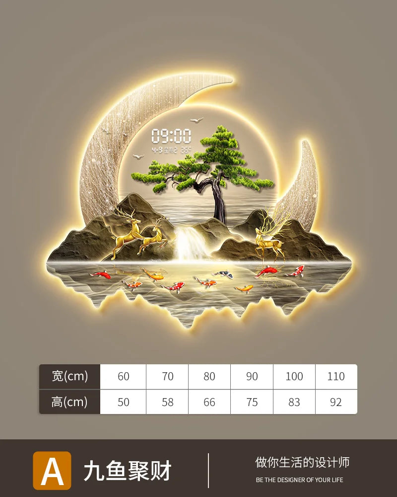 Corridor decoration painting Wall clock home decor items living room digital clock Interior Silent Kitchen decoration luxury